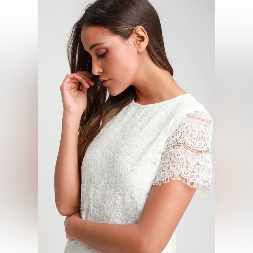 lulus shift lace white dress​​ - Picture 3 of 12